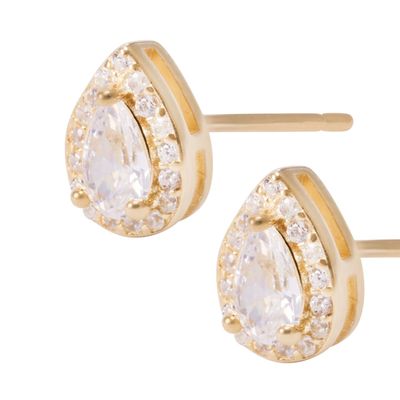 Imagen 2 del producto Aros Revestido en Oro 18kt Gota de Agua con Circonita