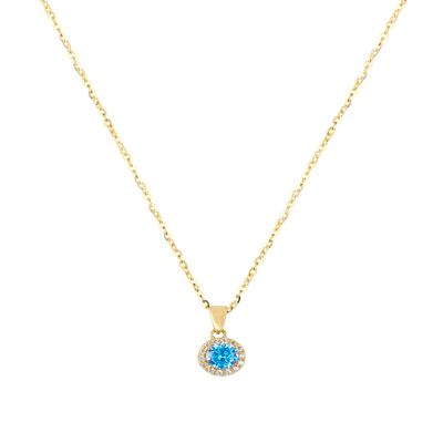 Imagen 2 del producto Colgante de Oro 18kt Circulo Agua Marina con Circon