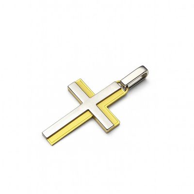 Colgante Oro 18kt Cruz Bicolor