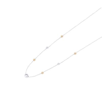 Collar de Oro Blanco de 18Kt Bolitas Facetadas 45cm