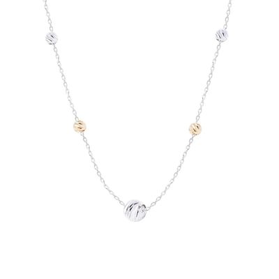 Imagen 2 del producto Collar de Oro Blanco de 18Kt Bolitas Facetadas 45cm