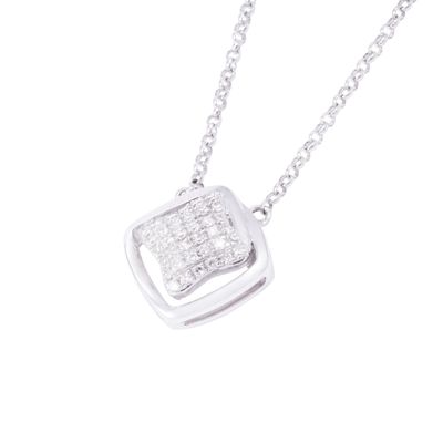 Imagen 2 del producto Collar Oro Blanco 18kt Cuadrado y Diamantes 12 Pts