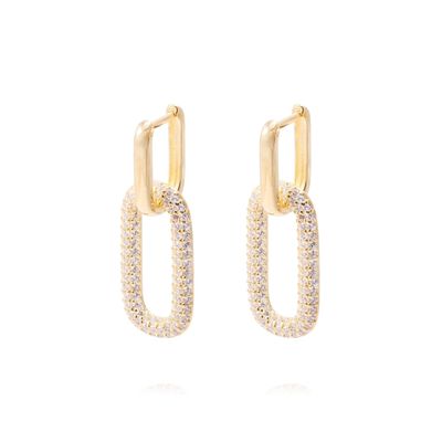 Imagen 1 del producto Aros Revestidos en Oro 18kt Diseño Rectangular Circonita