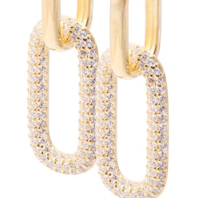 Imagen 2 del producto Aros Revestidos en Oro 18kt Diseño Rectangular Circonita