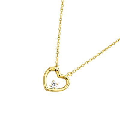 Collar Revestido en Oro 18kt Corazón Abierto Circonita