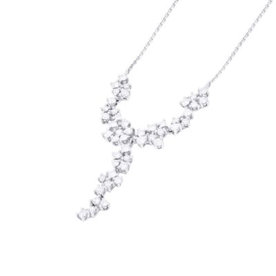 Imagen 2 del producto Collar Oro Blanco 18kt Diseño de Diamantes Colgantes 106 Pts