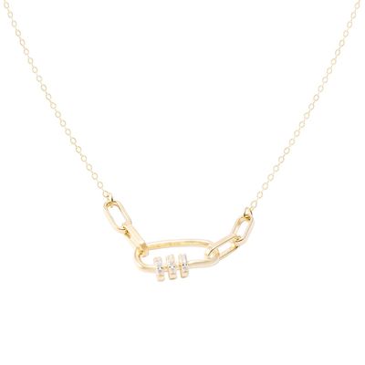 Imagen 2 del producto Collar Revestido de Oro 18kt Rectángulo y Círculos Circonita