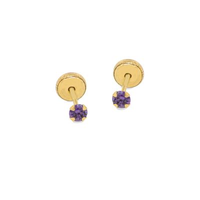 Imagen 2 del producto Aros de Oro 18kt Piedra Amatista 3mm
