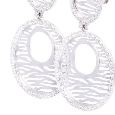 Imagen 2 del producto Aros Oro Blanco 18kt Dos Círculos Diamantes 1,38 Qlts