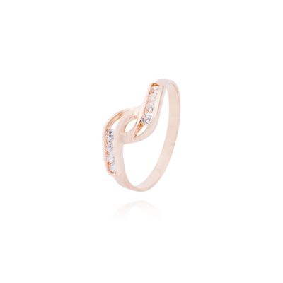 Anillo Oro Miel 18kt Doble Circonita