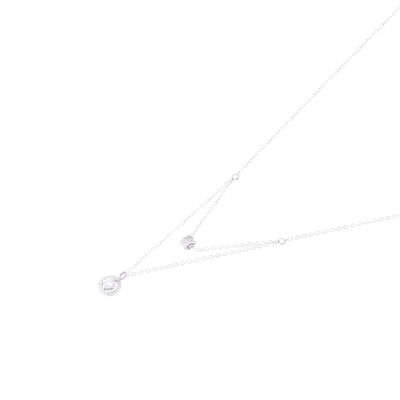 Collar de Plata Esterlina 925 Doble Capa con Circones