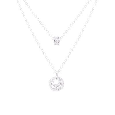 Imagen 2 del producto Collar de Plata Esterlina 925 Doble Capa con Circones