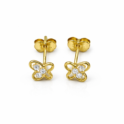 Imagen 2 del producto Aros Oro Amarillo 18kt Mariposa Circonita