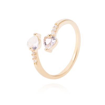 Anillo Revestido en Oro 18kt Tu y Yo con Circones