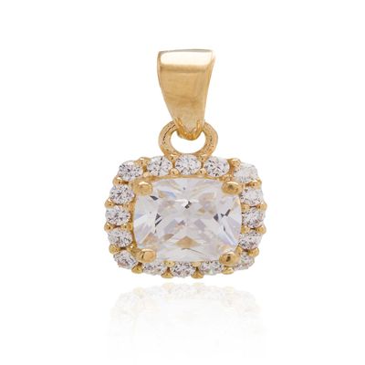 Colgante de Oro 18kt Circon Cuadrado