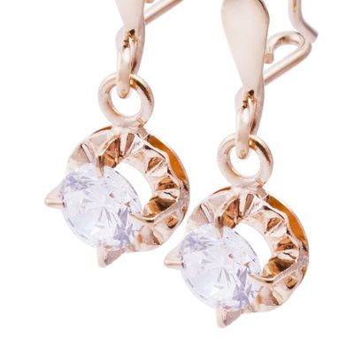 Imagen 2 del producto Aros Oro Miel 18kt Chatón Colgante