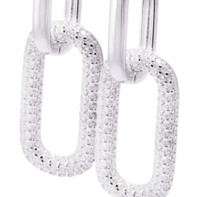 Imagen 2 del producto Aros de Plata Esterlina Diseño Rectangular Link Circón