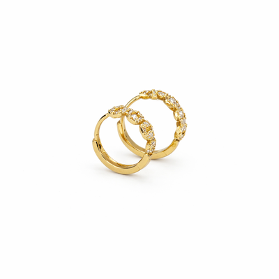 Imagen 2 del producto Aros Oro Amarillo 18kt Argollas Trenzadas Circonita 12MM
