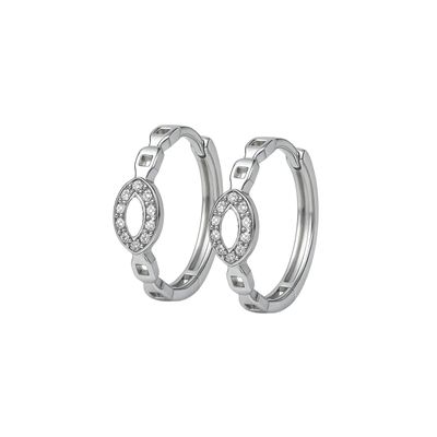 Aros de Plata Esterlina 925 Argollas Cadena con Circonita