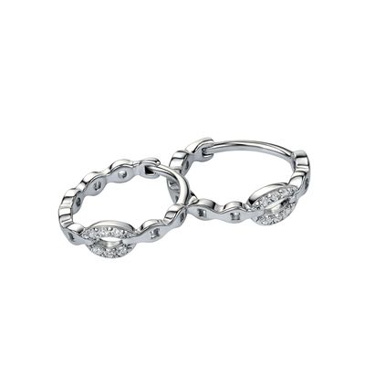 Imagen 2 del producto Aros de Plata Esterlina 925 Argollas Cadena con Circonita