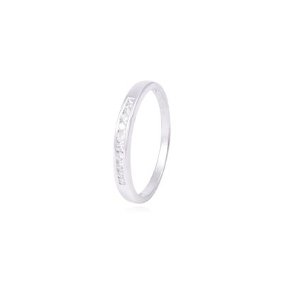 Anillo de Oro Blanco 18kt Riel con Diamantes 10Pts