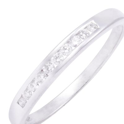 Imagen 2 del producto Anillo de Oro Blanco 18kt Riel con Diamantes 10Pts