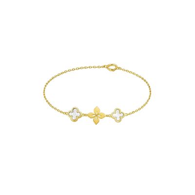 Pulsera Oro Amarillo 18kt Trébol Nacar