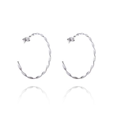 Imagen 2 del producto Aros de Plata Esterlina 925 Argollas Doblada