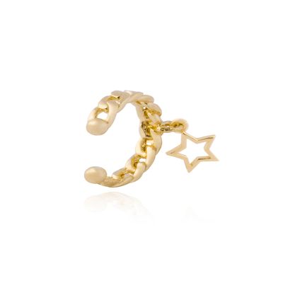 Imagen 2 del producto Aro Piercing Plata Revestida Oro 18kt Estrella Encadenada