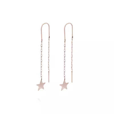 Aros Oro Miel de 18kt  Cadena Estrella