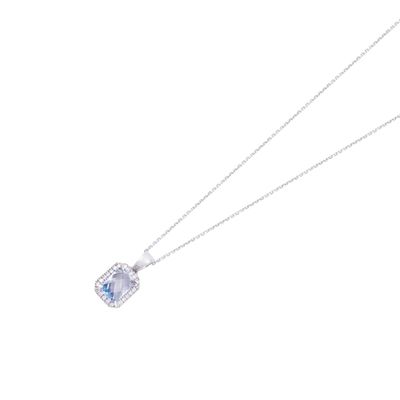 Imagen 2 del producto Colgante de Oro Blanco 18kt Circón-Aguamarina Baguette
