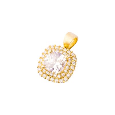 Colgante de Oro 18kt Cuadrado Circon