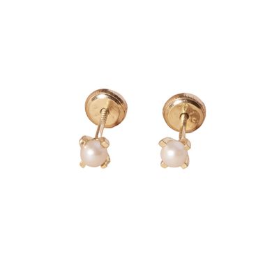 Aros de Oro 18kt Perla Cultivada 4 Grifas 3,0mm-3,5mm