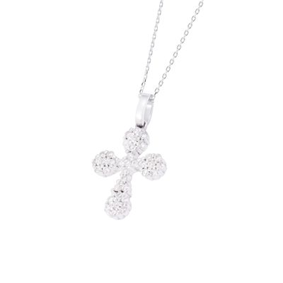 Imagen 2 del producto Collar Oro Blanco 18kt Cruz y Diamantes 15 Pts