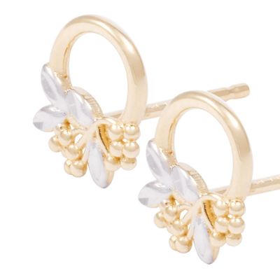 Imagen 2 del producto Aros de Oro 18Kt Circulo Flor Bicolor