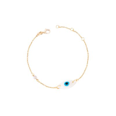 Imagen 1 del producto Pulsera de Oro Amarillo 18kt Ojo Turco Diamantes 1x3 Pts