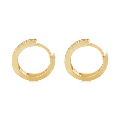 Imagen 2 del producto Aros de Oro Amarillo 18kt Argollas Doble Riel Circonita