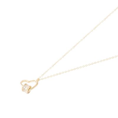 Collar Revestido de Oro 18kt Corazón Círculos y Circonita