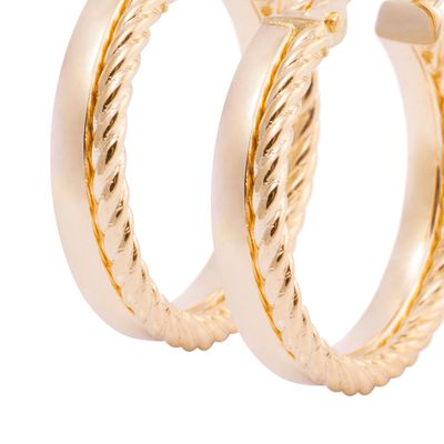 Imagen 2 del producto Aros de Oro 18kt Argolla Cadeneta