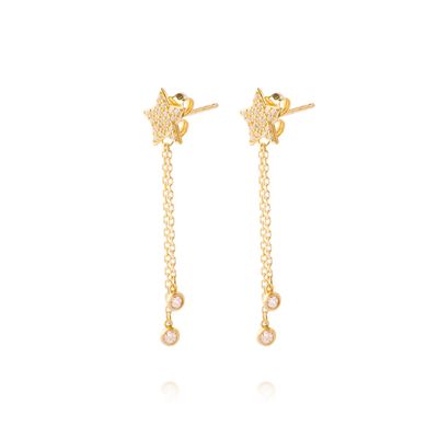 Aros de Oro 18kt Modelo Estrella Colgante