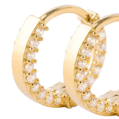 Imagen 2 del producto Aros de Oro 18kt Argollas Circon de 8,0mm