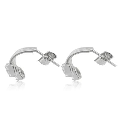 Imagen 2 del producto Aros de Plata Esterlina 925 Argollas Doble Circon