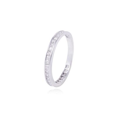 Anillo Oro Blanco 18kt Riel Infinito Circonita