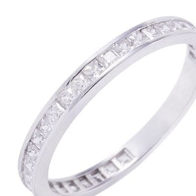 Imagen 2 del producto Anillo Oro Blanco 18kt Riel Infinito Circonita