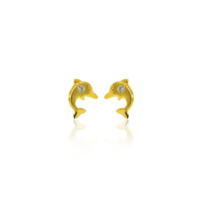 Aros de Oro 18kt Delfín y Circones 1,0mm