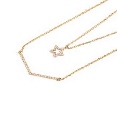 Imagen 2 del producto Collar Doble Oro Amarillo 18kt Diamantes 10 Puntos