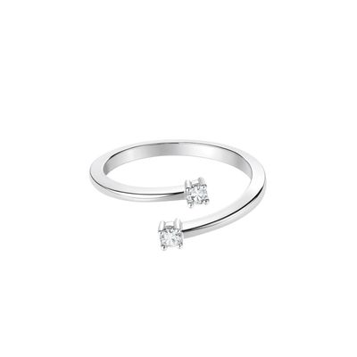 Anillo Oro Blanco 18kt Diamantes 10 Pts Cruzado