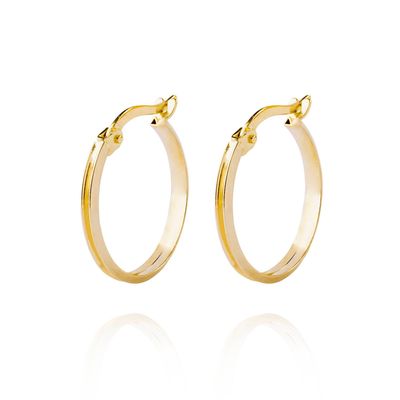 Imagen 1 del producto Aros de Oro 18kt Argollas de Bitono Biselada