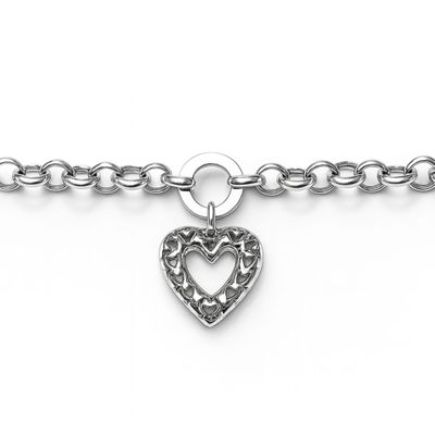 Imagen 2 del producto Pulsera Oro Blanco 18Kt Corazón Rolo