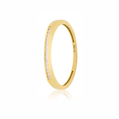 Anillo Compromiso de Oro 18Kt Riel Circonita Simple